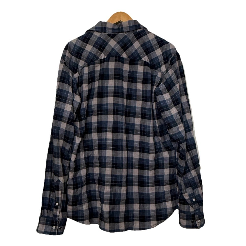 Carhartt Relaxed Fit Blue White Plaid Flannel Pearl Snap Shirt M Western Chore - Picture 3 of 7